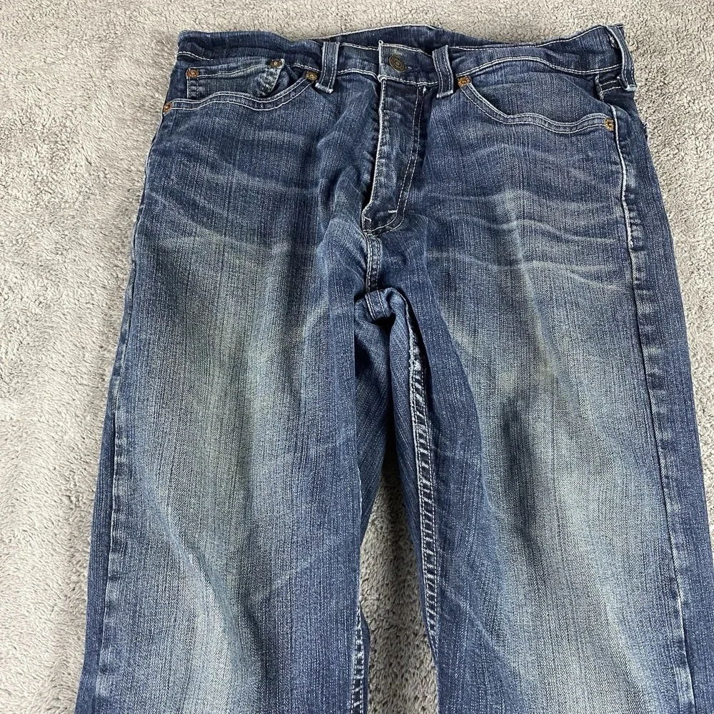 Levi 505 Straight Leg‎ Jeans Mens 30x29 Blue Medium Wash Mid Rise Distressed